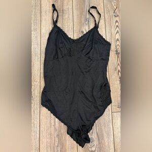 Vintage Sears Black Nylon Lace Teddy Bodysuit Size 36 Made in Canada